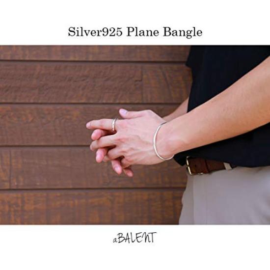 aBALENT Silver Bangle Simple Silver Accessories Silver Bracelet Plain Silver 925 Adjustable Men's Men's