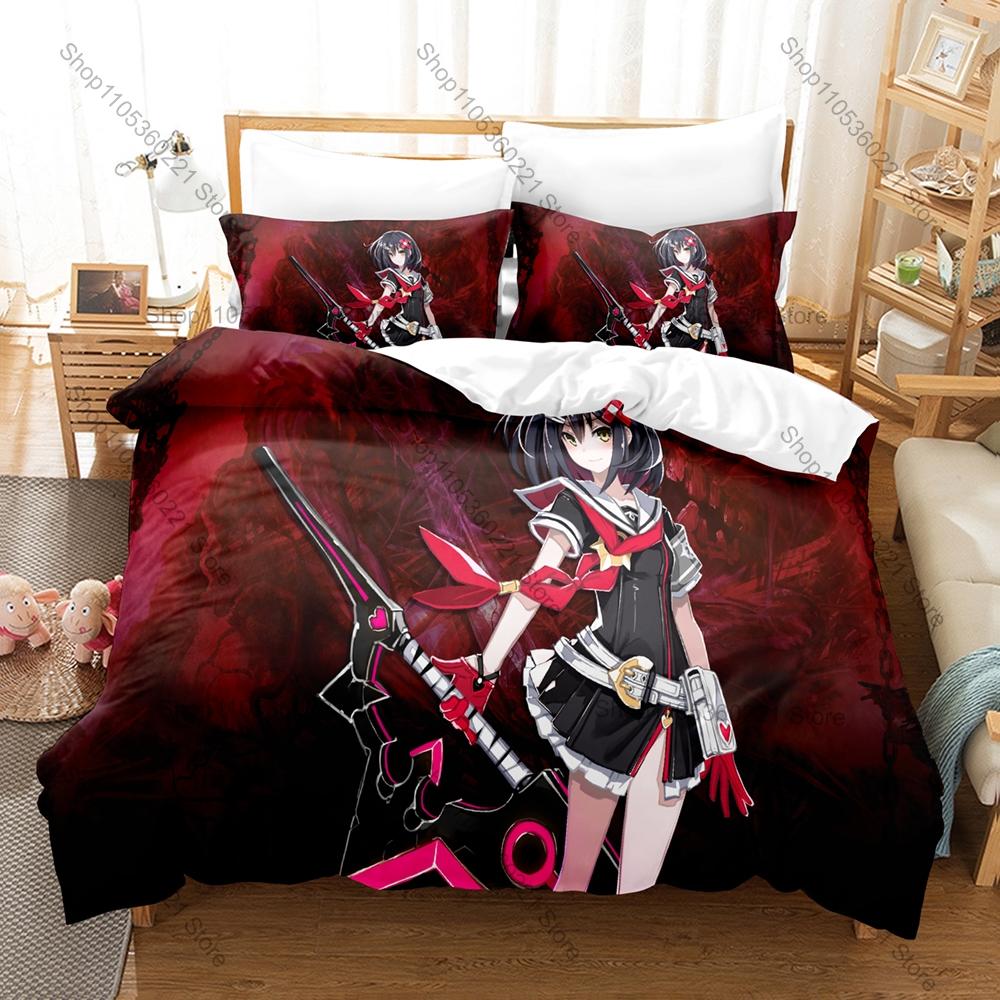 Крутой Комплект Постельного Белья Mary Skelter Finale + 2 Наволочки Красная Шапочка Аниме Арт 3 предмета Наволочка на Молнии Для Игровой Спальни