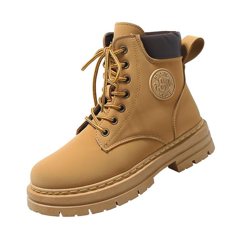 Осенне-зимние кожаные женские дизайнерские ботильоны с увеличенным голенищем для женщин Ботинки с высоким верхом Женские туфли на каблуках Короткие ботинки Желтые ботинки