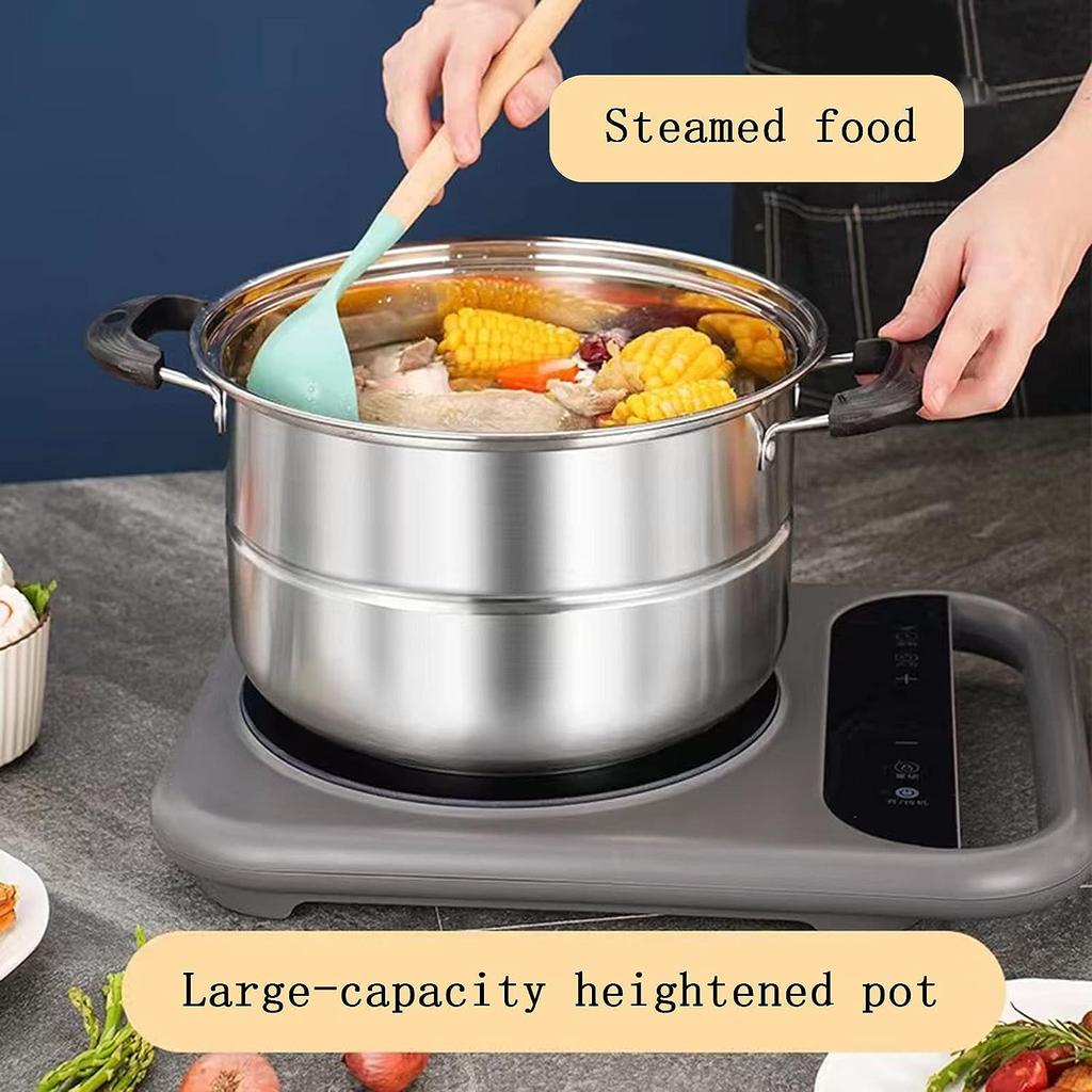 Кастрюля-пароварка для приготовления пищи Кастрюли-пароварки диаметром 11,8 дюйма с крышкой Двухуровневая кастрюля-пароварка из нержавеющей стали Универсальная посуда с ручкой для овощей