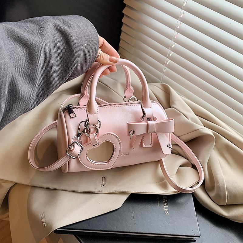 Cute Cylindrical Bag Women's 2025 New Fashion Portable Pink Pillow Bag Simple Shoulder Messenger Women's Bag