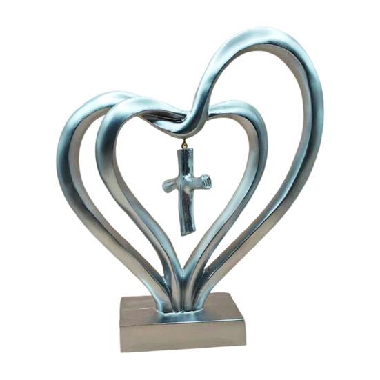 Настольное украшение Устойчивое основание Форма сердца Фигурка из смолы Декор для рабочего стола с сентиментальным стихотворением На свадьбу нужно трое Подарок на годовщину свадьбы