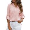 Women's Spring Summer Button Shirt Loose Shirt Solid Color Casual Shirts