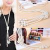 Artificial Pearl Beaded Double Layer Knotted Necklace Long Section Sweater Chain