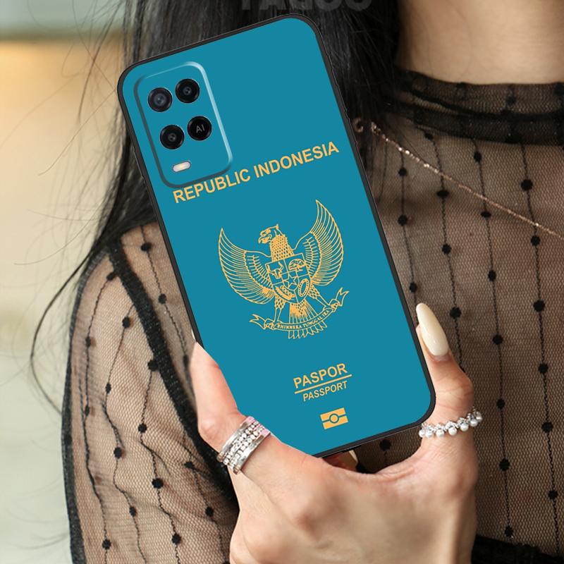 Чехол-карта с флагом Индонезии для Oppo A74 A94 A54 A80 A60 A40 A18 A38 A58 A78 A98 A96 A76 A16 A15 A17 A57 A77 A5 Pro