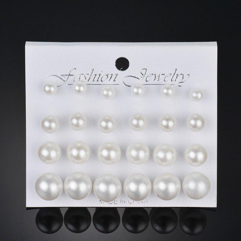 12 Pairs High-end Luxury All Can Match Pearl Earrings Ear Studs Ball Earrings