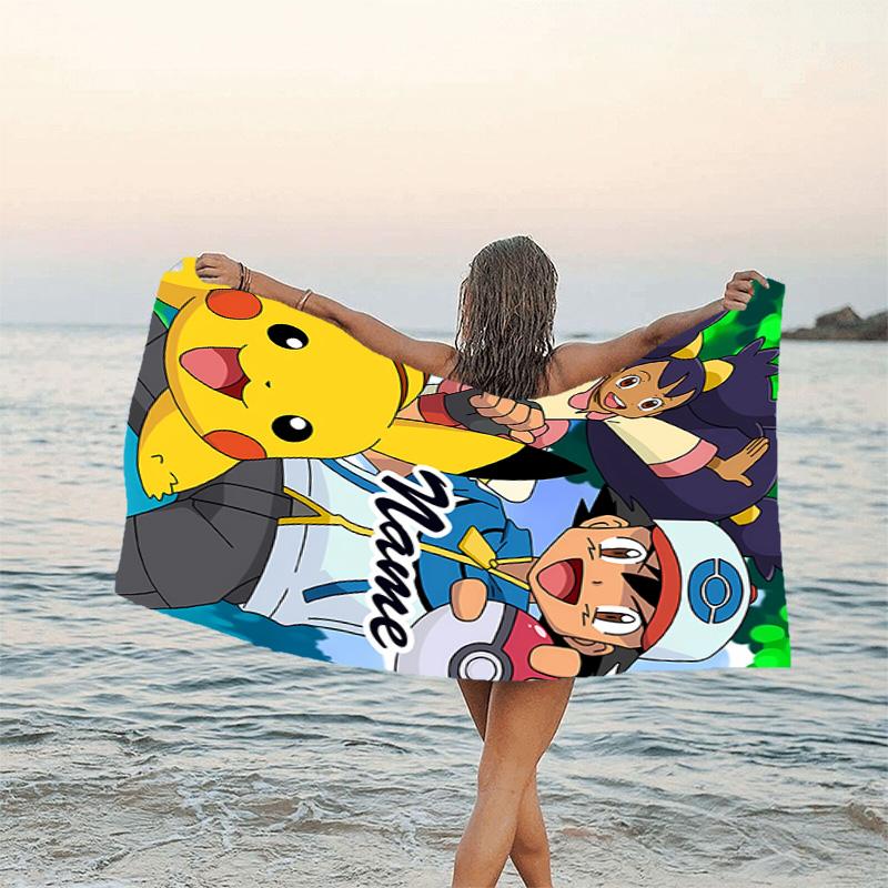 1pc Pika2 Beach Towel with Custom Name, Beach/Swimming/Bath/Picnic/Camping Towel, Suitable for Seaside Beaches