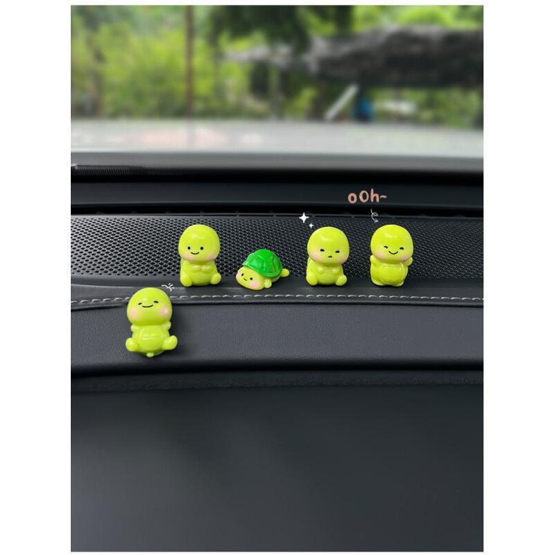 1/3/5PCS Cute Turtle Car Dashboard Ornament Mini Rearview Mirror Decor Interior Accessory For Car Office Desk