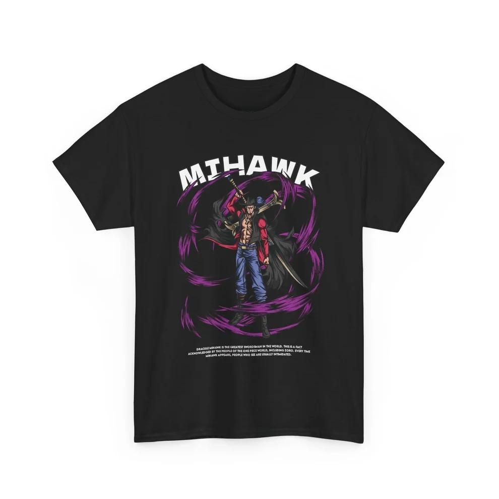 One Piece Grand Line Mihawk Pure Cotton Tshirt Unisex And Unisex Anime Style Fashion Comfortable Casual Short Sleeved Tshirt