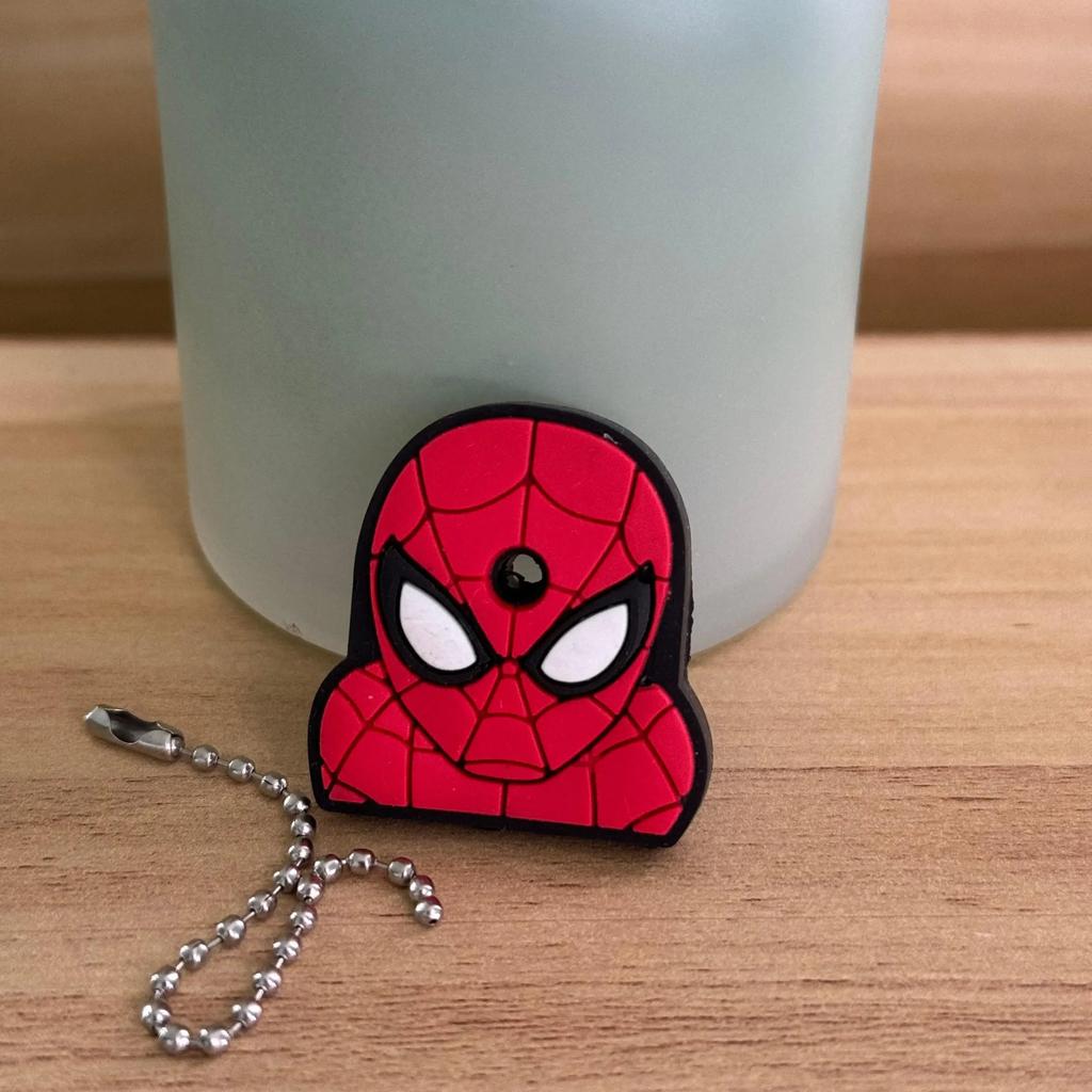 1&2 Pcs Cartoon Keychain Stitch Minnie Key Chains Spider Cartoon Man Cat Key Cover Caps Car Keychain Key Ring Holder Women