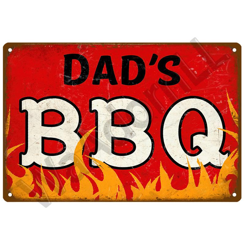 BBQ Zone  Home Decor Metal Tin Sign Vintage Dad`s BBQ Yard Outdoor Party Decoration Plate Retro Barbecue Rules Slogan Metal Sign