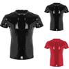 1pcs Men Top Black/Red Clubwear Costume Faux Leather Mens