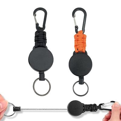 Набор из 2 брелоков с эластичной катушкой, ключ с максимальной потерей, металлический подвесной брелок для рыбалки и использования на открытом воздухе [DMEEK] Карабин, катушка, многофункциональный,