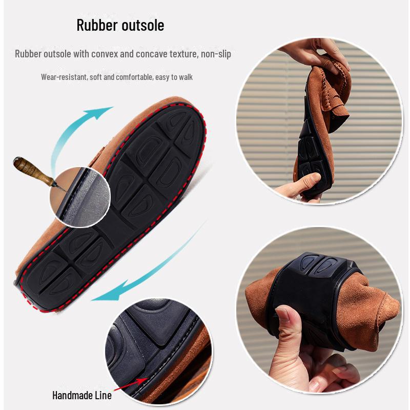 Мужские европейские кожаные мокасины для вождения без застежек