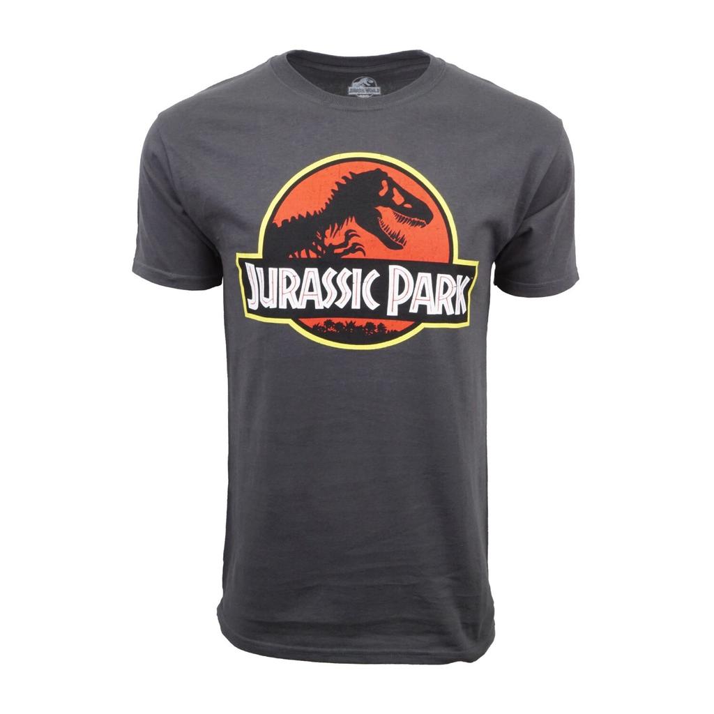 Jurassic park movie logo t shirt charcoal