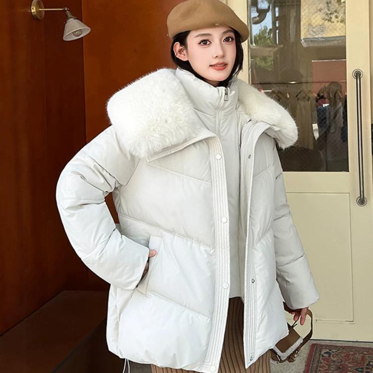 Export export women's large fur collar cotton clothes, large twill medium and long belts, waist filling and plush, undertake large and small purchases
