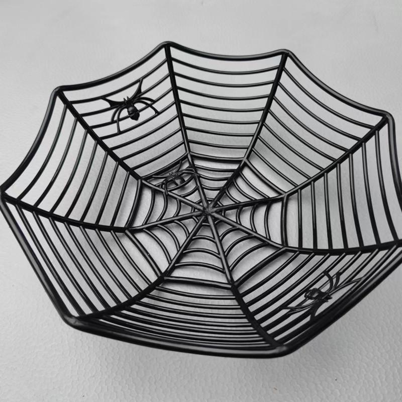 Halloween Black Candy Basket Spider Web Bowl Biscuit Packaging Fruit Plate Trick or Treat Decoration