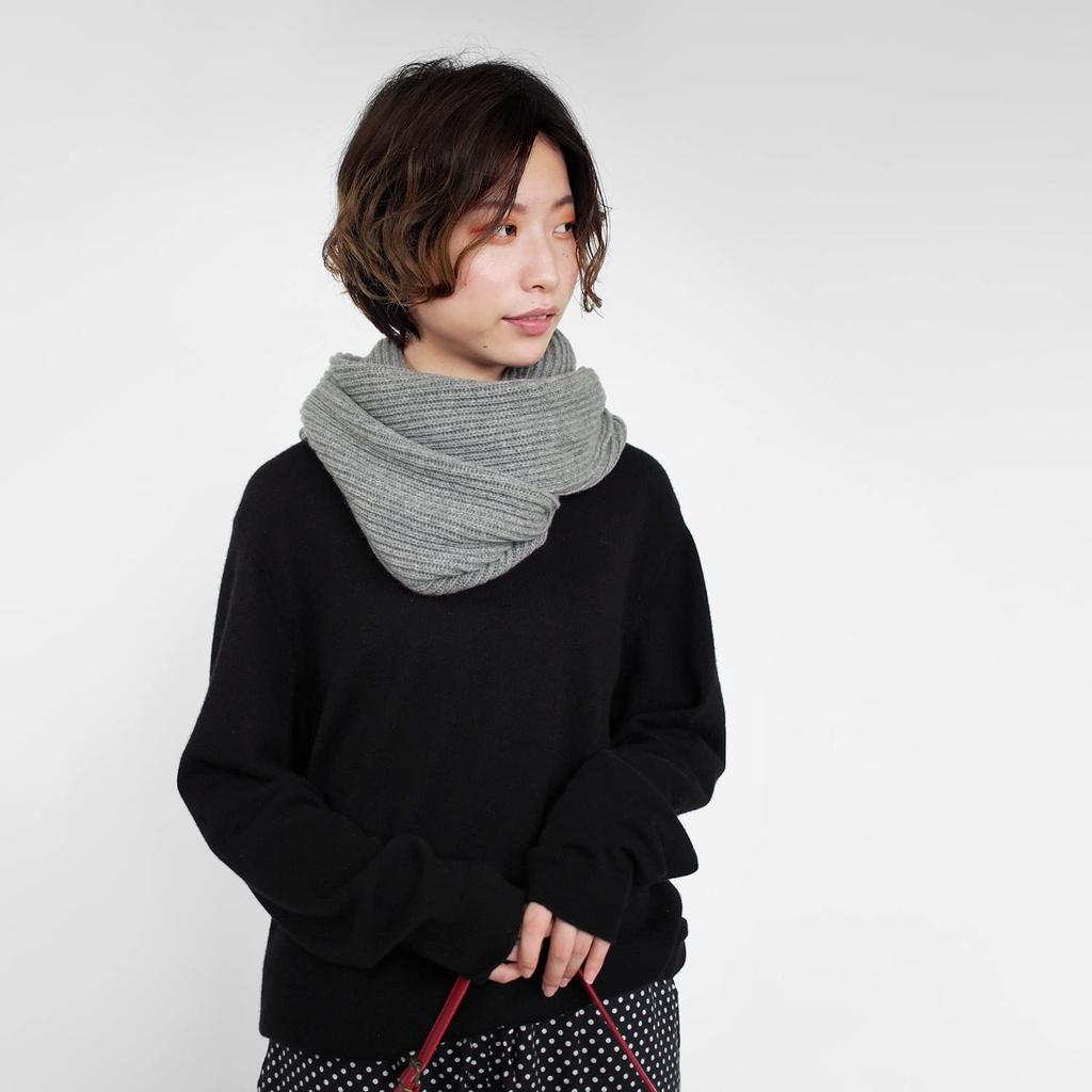 Prodigal Cashmere Rib Knit Long Snood Light 100% (Free Size, Gray)