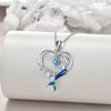Luxury Female Crystal Blue Zircon Stone Heart Mermaid Pendant Necklace Vintage Silver Wedding Jewelry For Women