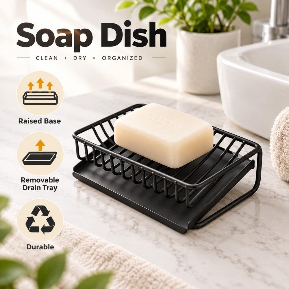 Removable Drain Tray Soap Rack Raised Base Drainage Shelf Soap Box Bathroom
