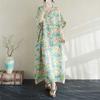 Женское летнее цветочное платье макси с V-образным вырезом, бохо, смесь льна, пляжная накидка, свободного кроя, отпускное платье с боковыми разрезами