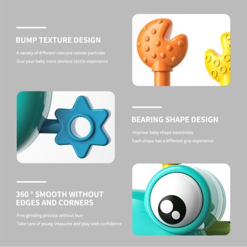 Раннее образование Мультфильм 1-3 года Кнопочные интерактивные игрушки Монтессори Сенсорные игрушки для обучения сдавливанию пальцев Сжимание краба Детская бусина
