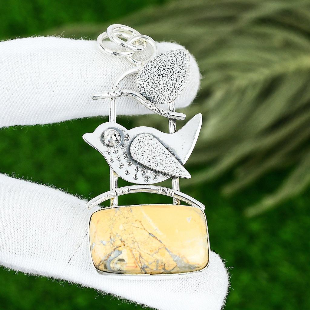 925 Silver Maligano Jasper Stone Bezel Unique Daughter Anniversary Boho Pendant