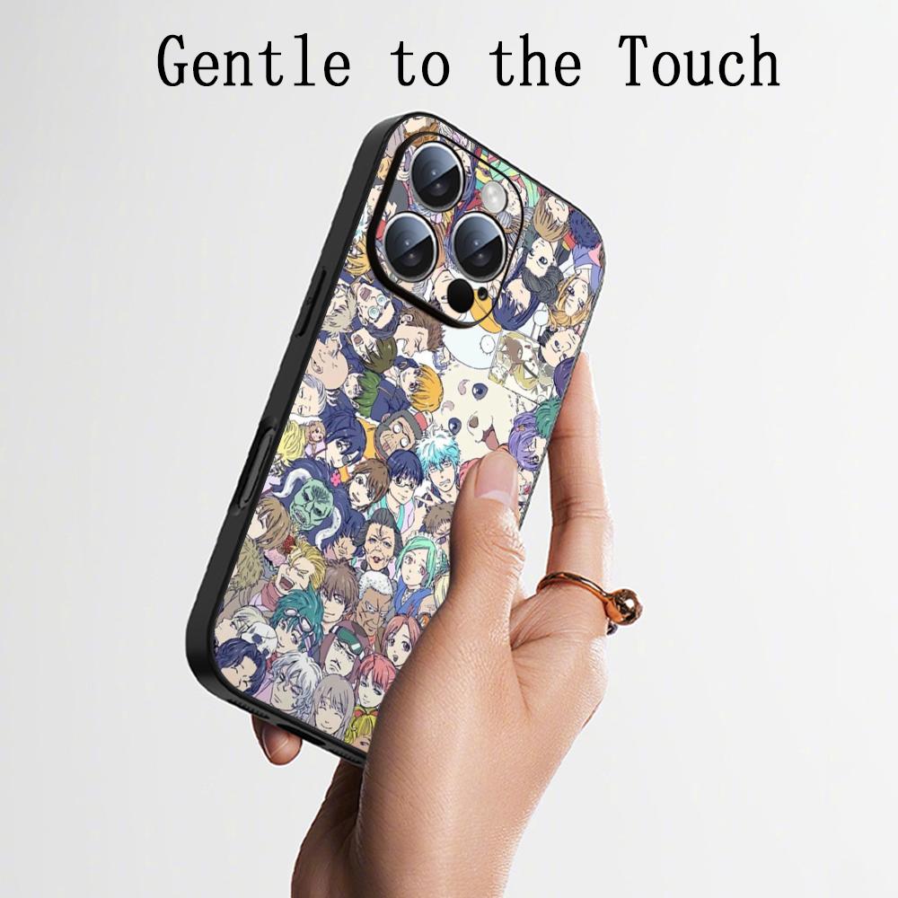 Чехол для телефона GinTama Classic japan anime pattern Для iPhone 17 16 16e 15 14 13 12 Plus Mini Pro Max Мягкий черный Ударопрочный чехол