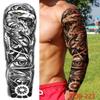 New 1 PC 480*170MM Super Large Compass Wolf Head Eye Fake Lion God Feather  Temporary Tattoo Sleeves For Men Women Tattoo Full Arm Tattoo Sticker