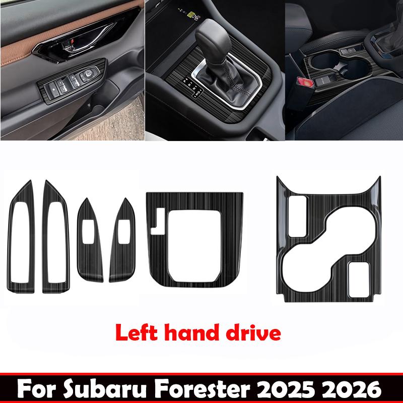 For Subaru Forester 2024 2025 2026 Stainless steel Interior window Switch Center Control Gear Shift Panle Front water cup cover