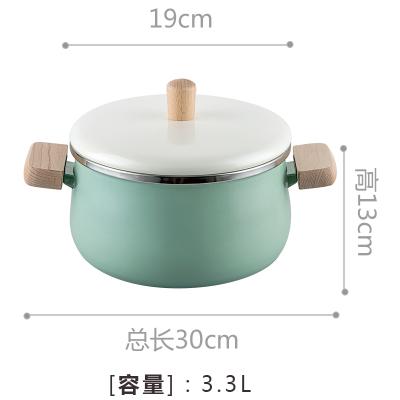 Northern Europ enamel wood handle milk pot soup saucepan thickened noodle general home induction Japanese cooker stew manual pan