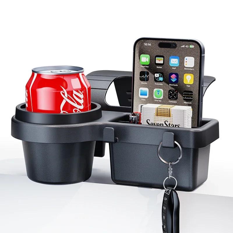Car Side Door Cup Stand Phone Holder Mount with Hanging Storage Pocket Auto Interior Rack