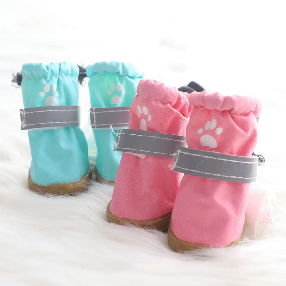 4pcs/set Anti-slip Pet Dog Shoes Waterproof Pet Rain Shoes Adorable Puppy Booties Small Medium Dog