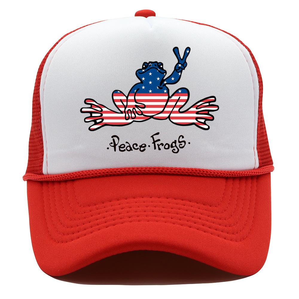Peace FrogS. New printed cartoon curved-brimmed hip-hop cap men's and women's cartoon casual hip-hop baseball cap