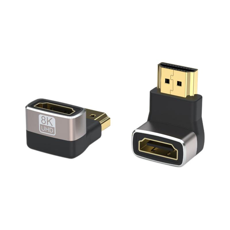 Адаптер HDMI 2.1 под прямым углом для телевизоров, компьютеров и проекторов, алюминиевый сплав
