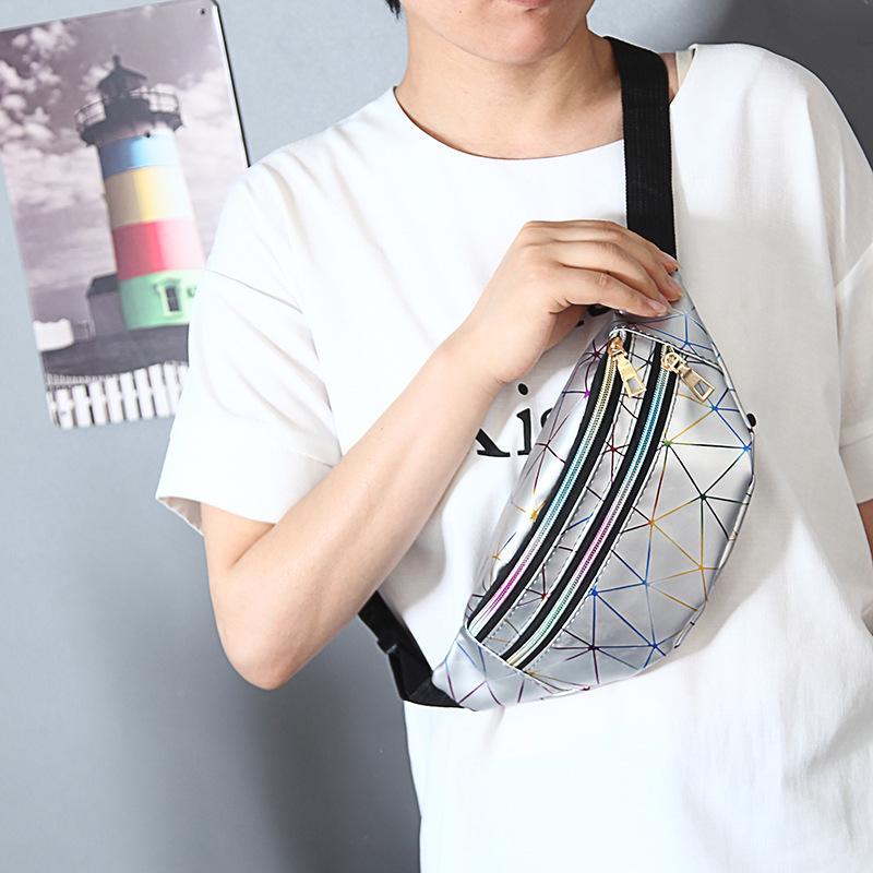 Лазерные поясные сумки женские серебристые поясные сумки мужские женские поясные сумки черные геометрические нагрудные сумки лазерный чехол для телефона унисекс CLE