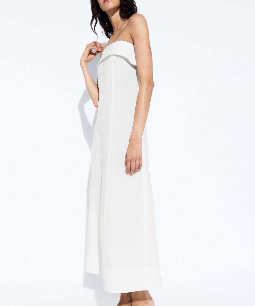 Masimodutti Linen Off-Shoulder Midi Dress