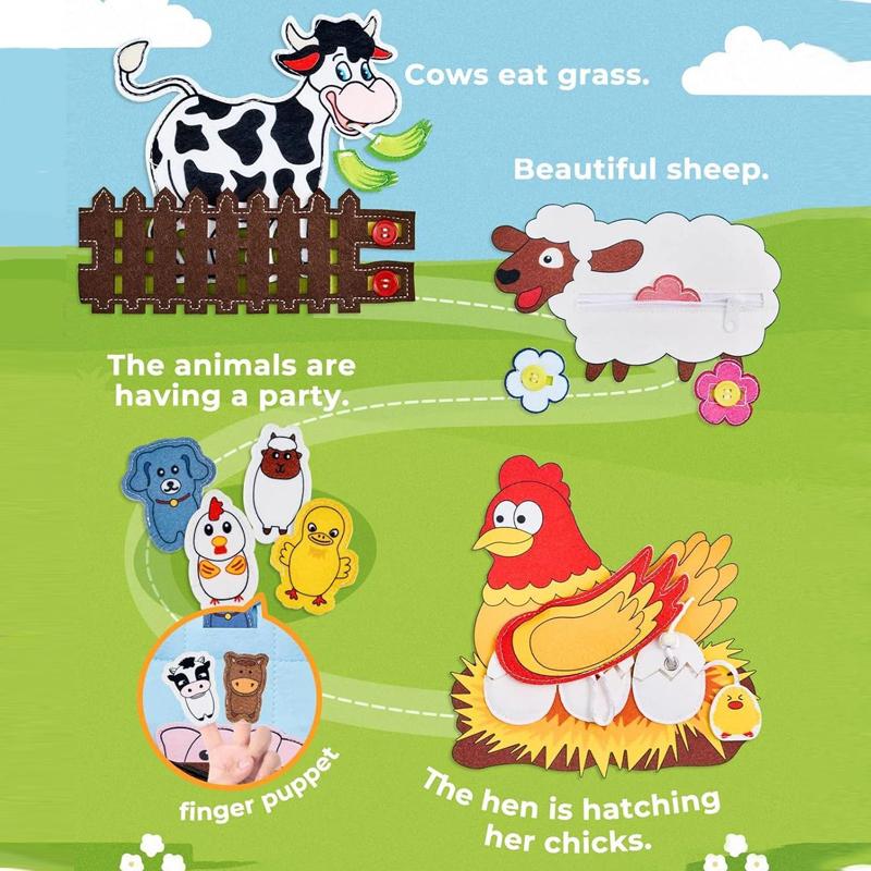 Montessori Toys Busy Book for Toddlers Farm Animal Storytelling Busy Board Kids Fine Motor Early Education Toys Travel Gifts