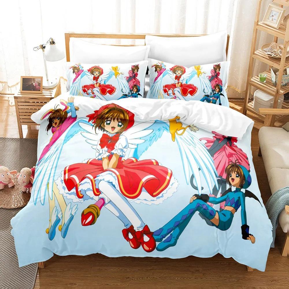Anime Sakura Girl Duvet Cover pillowcase Bedroom Decoration Children Gift adult Single Double bed Large SizeZip Duvet Cover