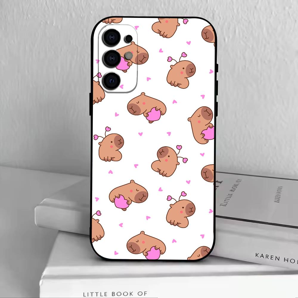 Cute K-Kawaii Capybara   Phone Case Black Silicone Soft For Samsung S25,S24,S21,S22,S23,S30,Ultra,S20,Plus,Fe,Lite