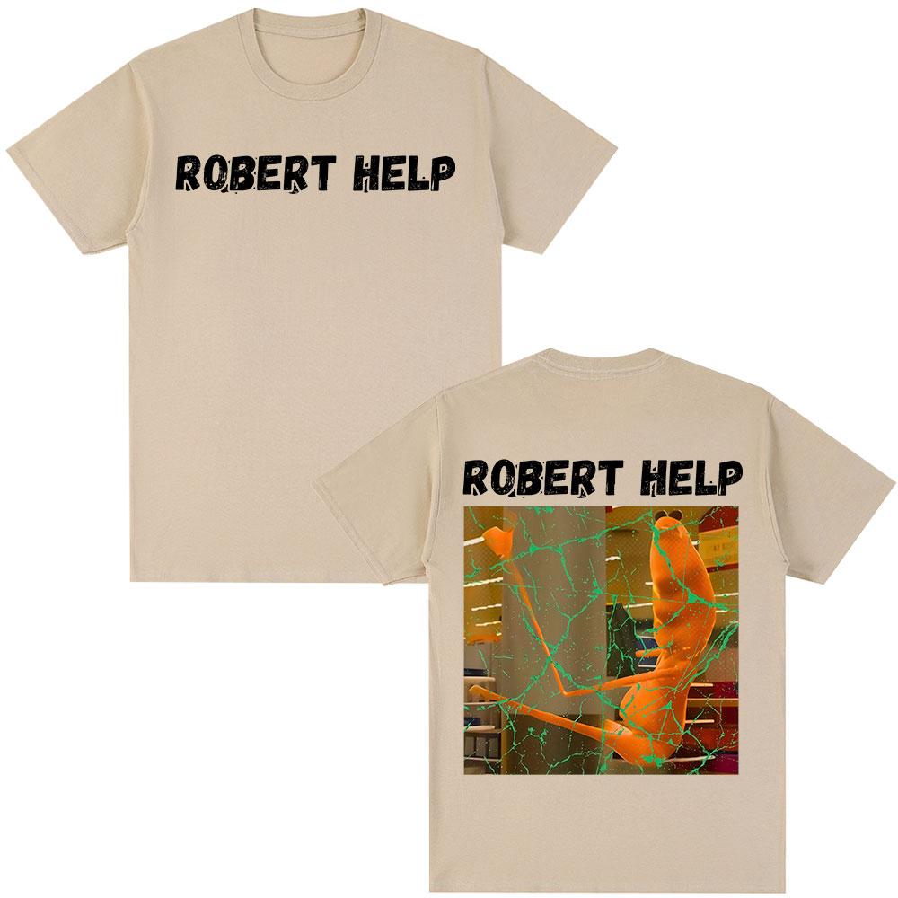 Robert Help Marcus The Worm Fun Meme Tshirt Humorous Pattern Tshirt 2026 Summer Mens Womens Fashion Cotton Casual Tshirt