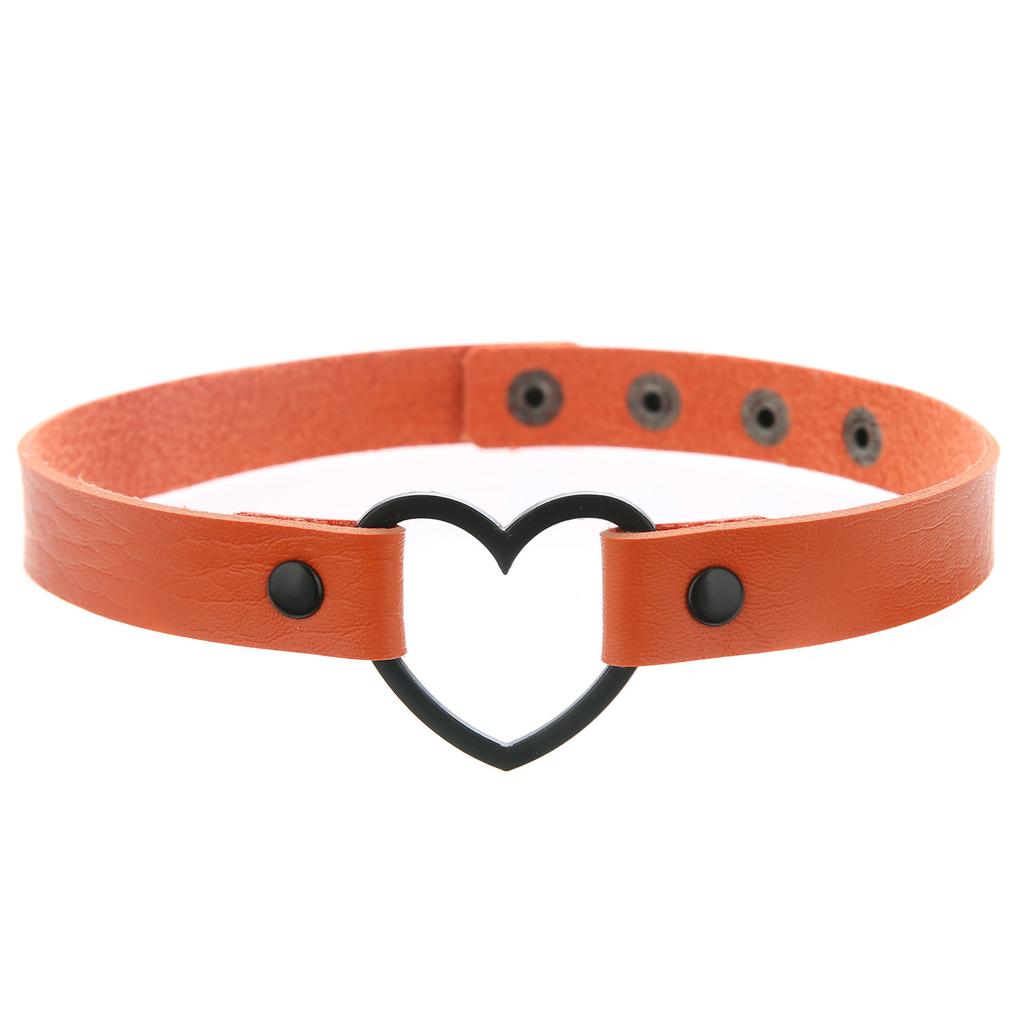 Готическое кожаное ожерелье-чокер с сердцем для женщин и девушек, регулируемое панк-ожерелье-воротник, кавайные милые украшения