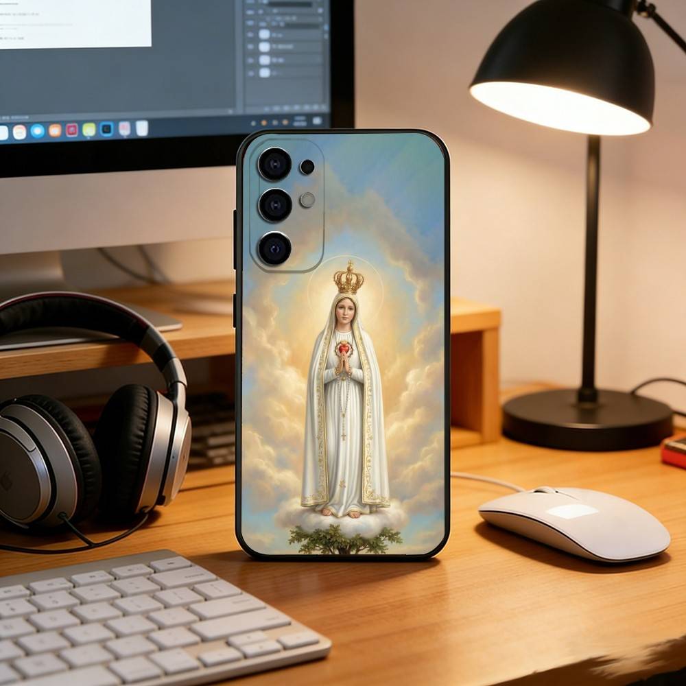 Virgin Mary Phone Case For Samsung S25,S24,S21,S22,S23,S30,Ultra,S20,Plus,Fe,Lite,Note,10,Black Cover