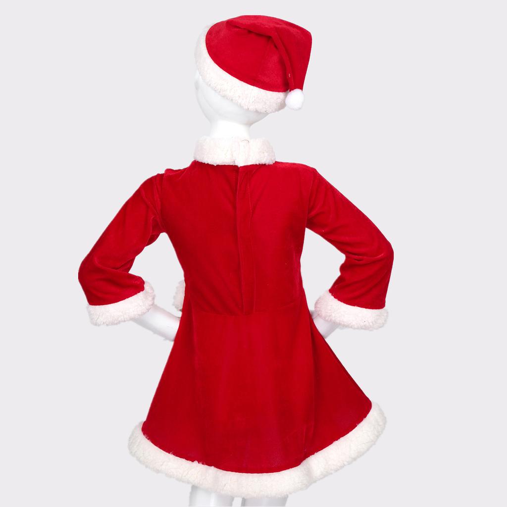Детский костюм Санты для девочек, рождественское платье, рождественская вечеринка, бархатное платье Санта-Клауса для косплея