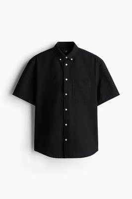 Рубашка Oxford HM Regular Fit с короткими рукавами, черная