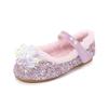 Girls' Princess Shoes Winter New Elsa Crystal Shoes with Fleece Lining Pink Soft Sole Shoes for Little Girls Flat Shoes