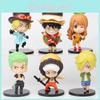 One Piece Collectible Pvc Figures Set Charming 6 Piece 10-11cm Sabo Luffy Sanji
