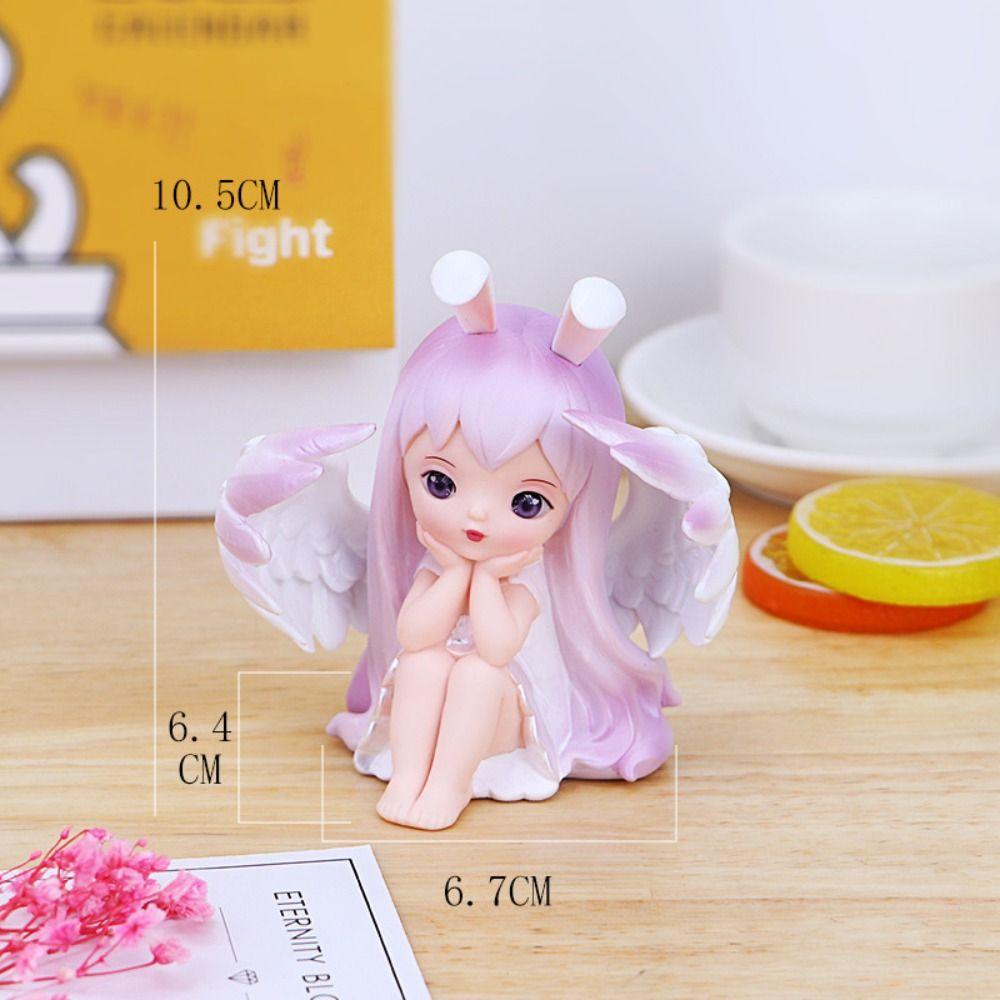 Pink Purple Resin Girl Ornaments Vinyl Garden Decorative Figure Angel Statuette Home Decoration