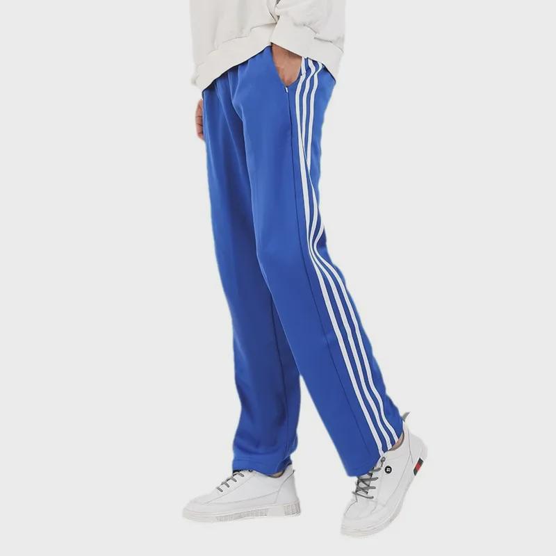 Мужские повседневные спортивные брюки в полоску в гонконгском стиле — весна/осень, свободный крой, модные прямые спортивные брюки в американском стиле
