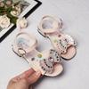 Детская обувь Принцесса Универсальная повседневная обувь Открытый носок Низкий каблук Стразы 2024 Новинка Мягкая застежка-липучка Детская Нескользящая Корейский ПУ